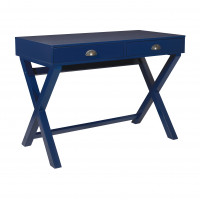 OSP Home Furnishings WHB5011-7 Washburn Chic Campaign Writing Desk in Lapis Blue Finish